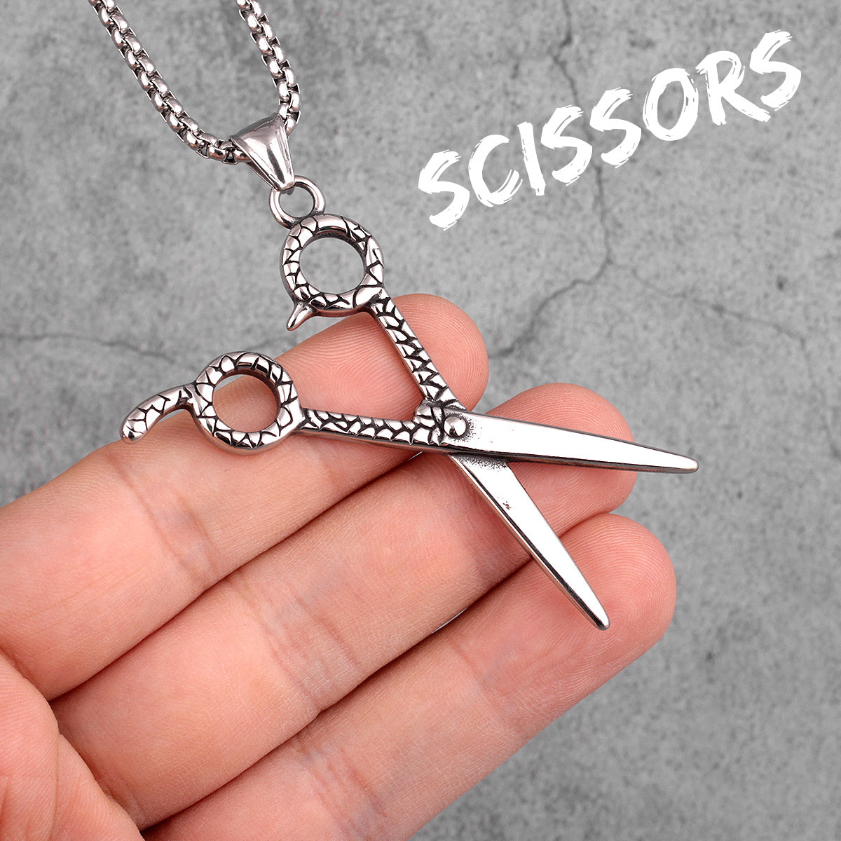 Scissors | Solid Stainless Steel Haircut Barber Scissors Hip Hop Pendant Chain Necklace