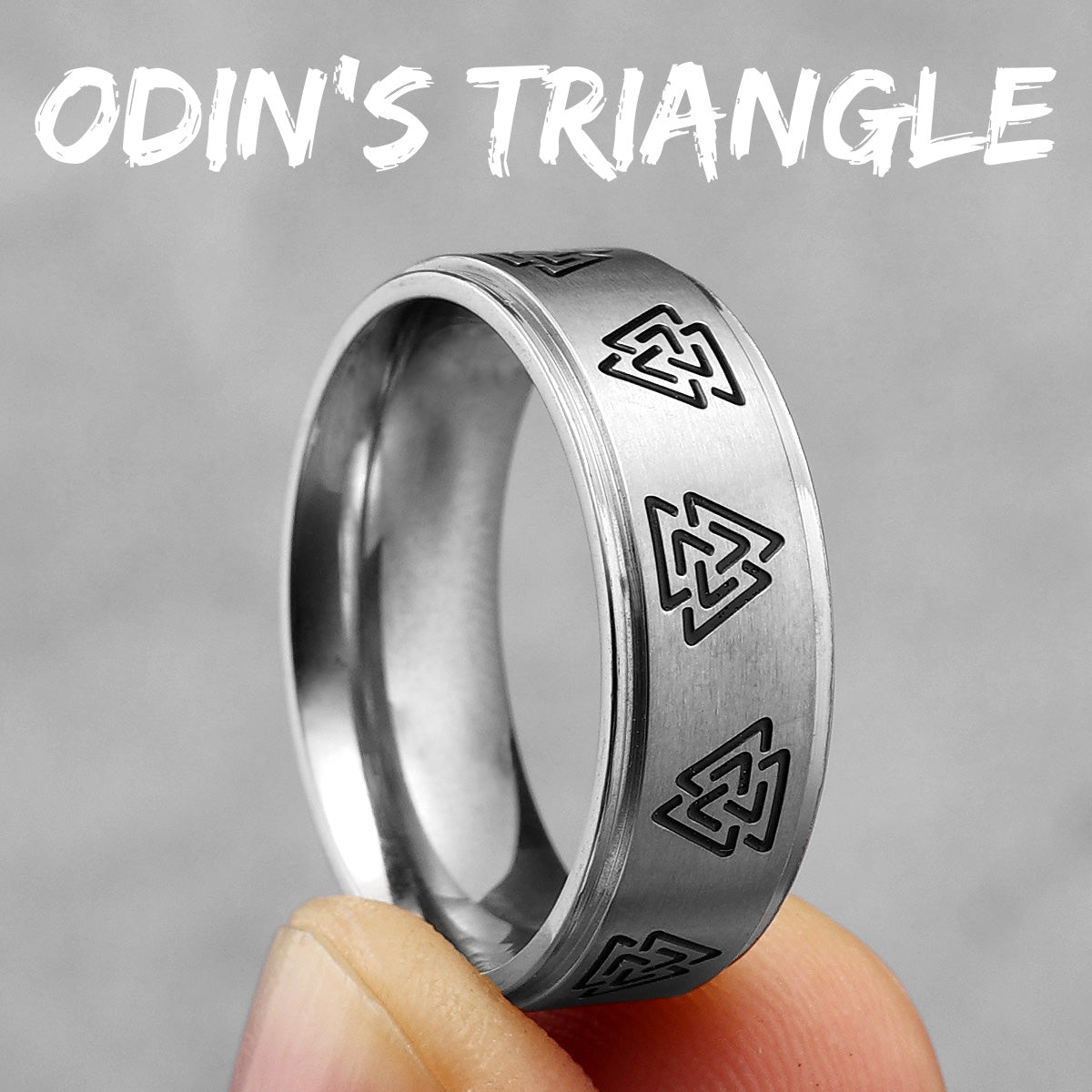 Vintage Nordic Viking | 316L Solid Stainless Steel Odin's Triangle Men's Rings