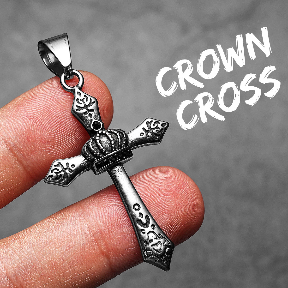 Crown Cross | Solid Stainless Steel Men's Kingly Cross Streetwear Pendant