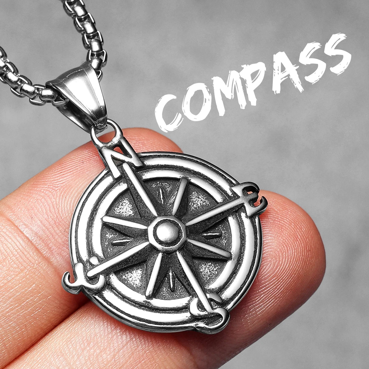 Compass | 316L Solid Stainless Steel Nautical Sailor Compass Street Stylish Pendant