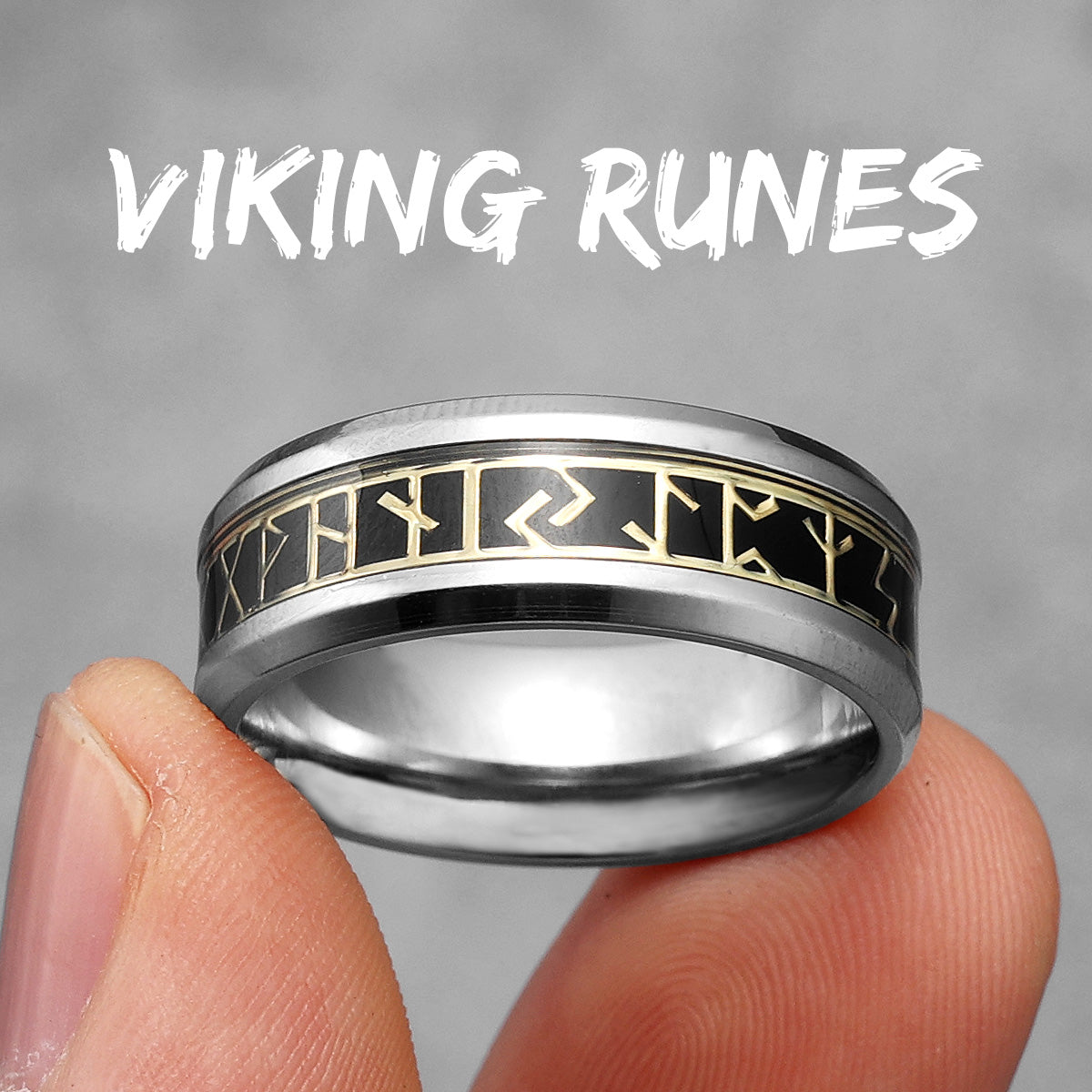 Alphabet | Simple Nordic Viking Runes Stainless Steel Unique Personality Men's Rings