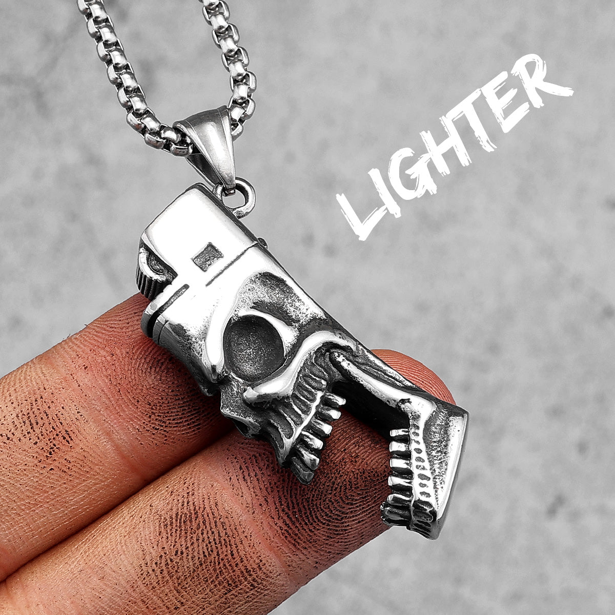 Skull Lighter Skull Smokes | No Fade Solid Stainless Steel Hip Hop Pendant