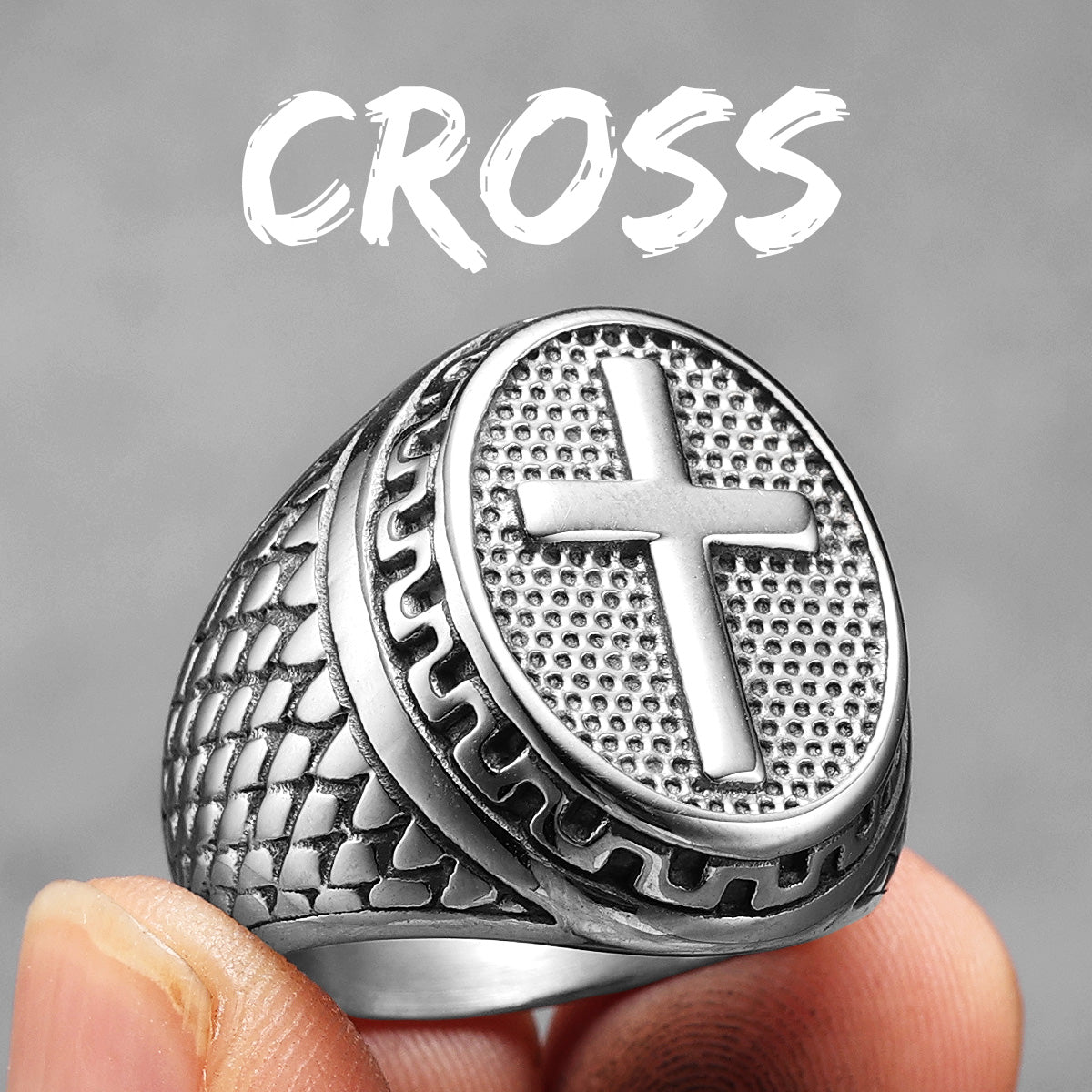 Christian Cross Collection | 316L No Fade Stainless Steel Men's Protection Cross Rings