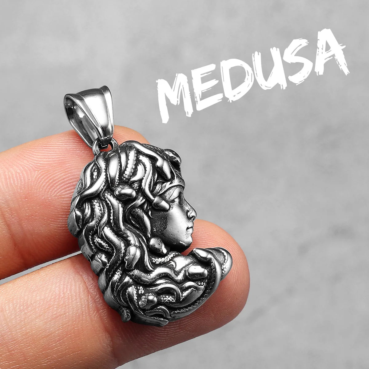 Medusa | Solid Stainless Steel Greek Mythology Snake Hair Gorgon Amulet Pendant
