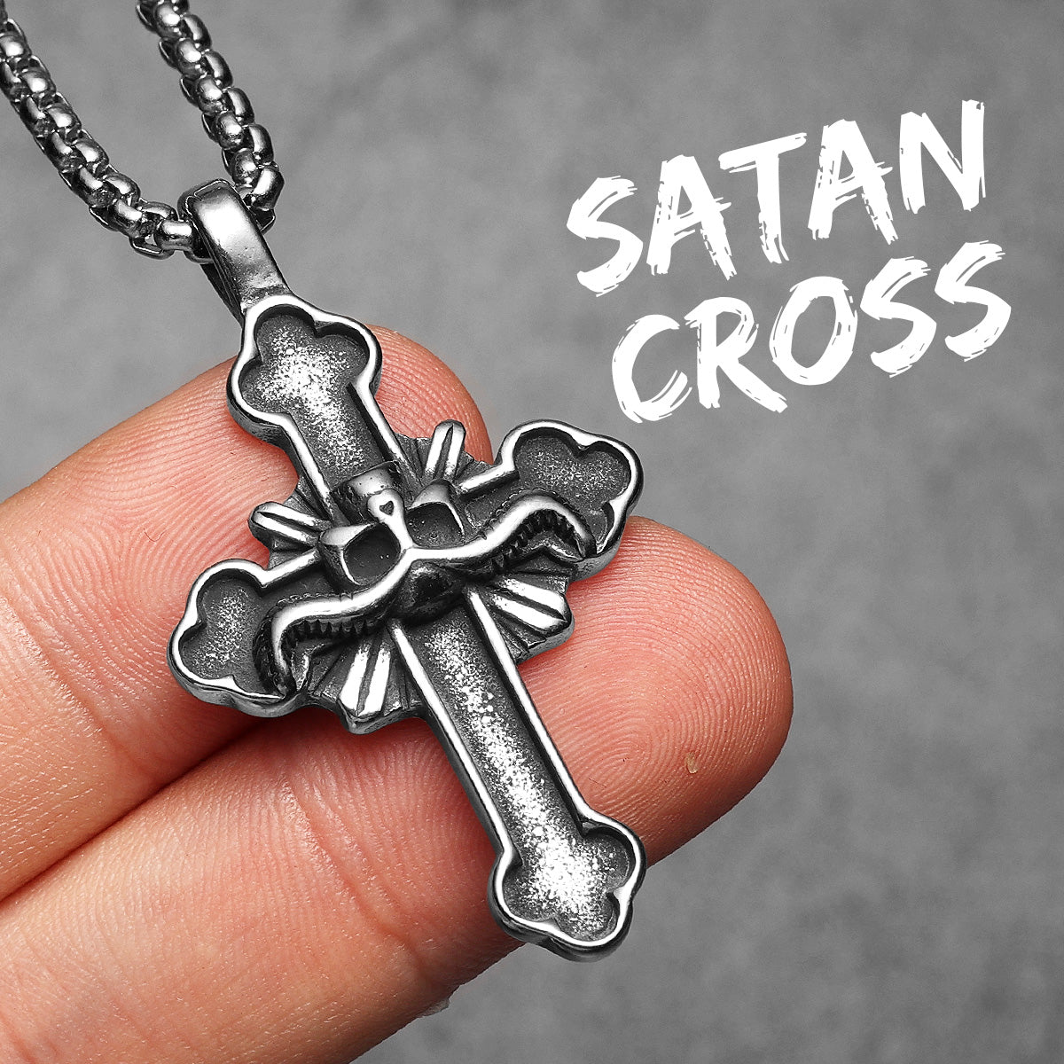 Satan Cross | Men's No Fade Stainless Steel Evil Minion Lucifer Cross Pendant