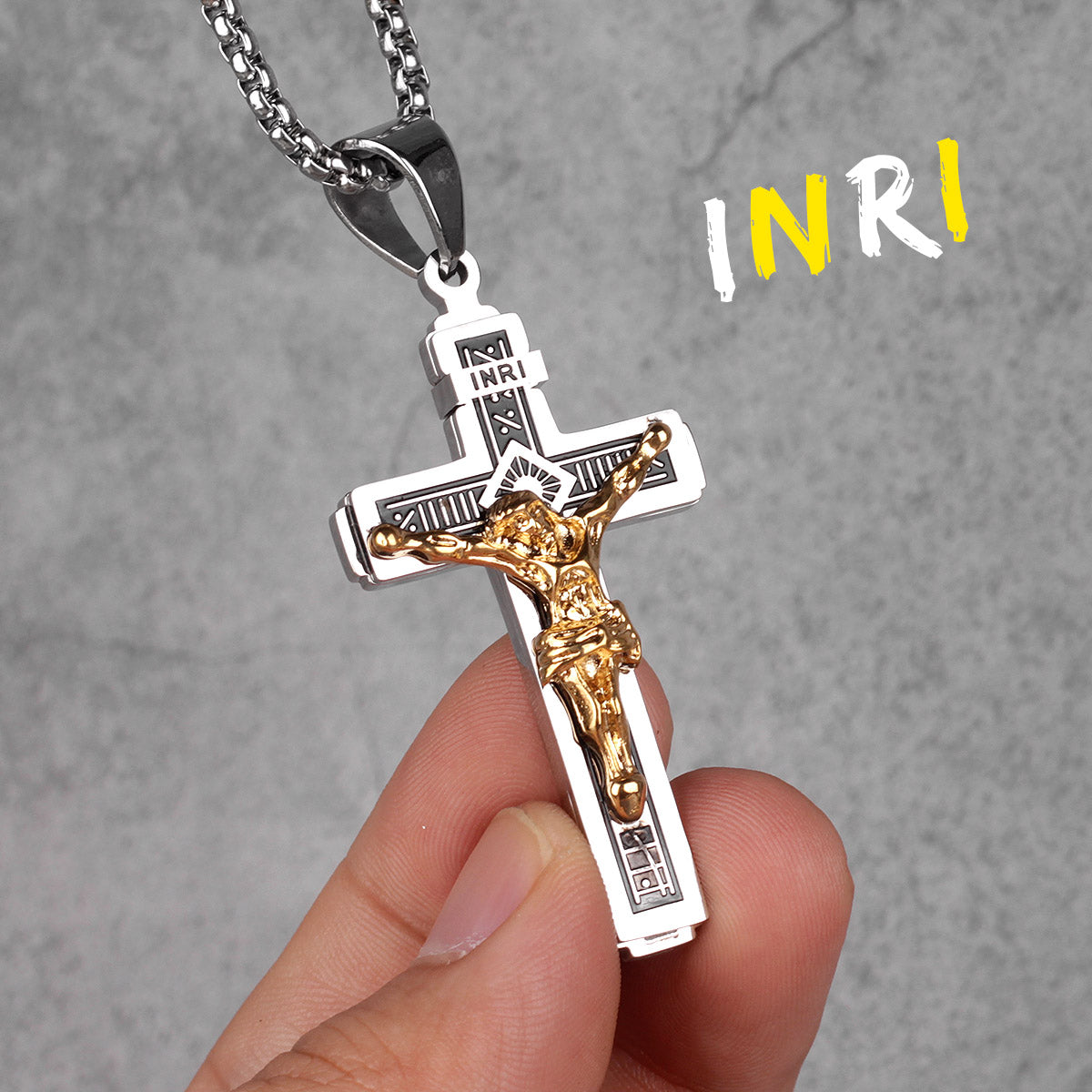 Jesus Cross | 316L No Fade Solid Stainless 14k Gold Men's Spiritual Cross Pendant