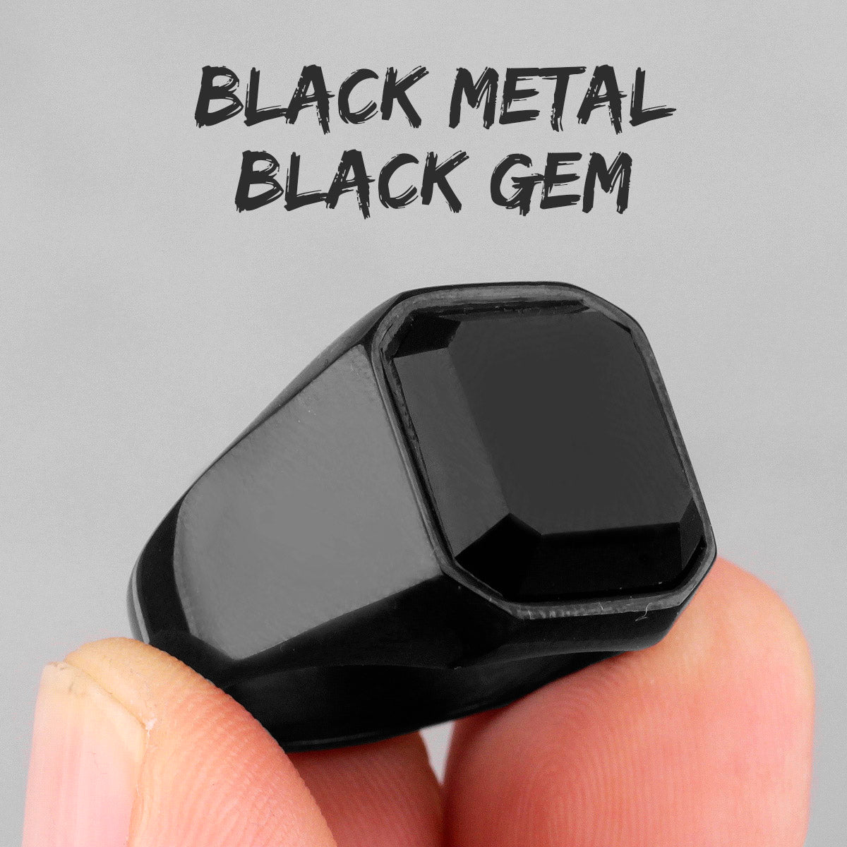 Luxury Gemstone | 14k Gold Black Over Solid Stainless Steel Black Gem Rings