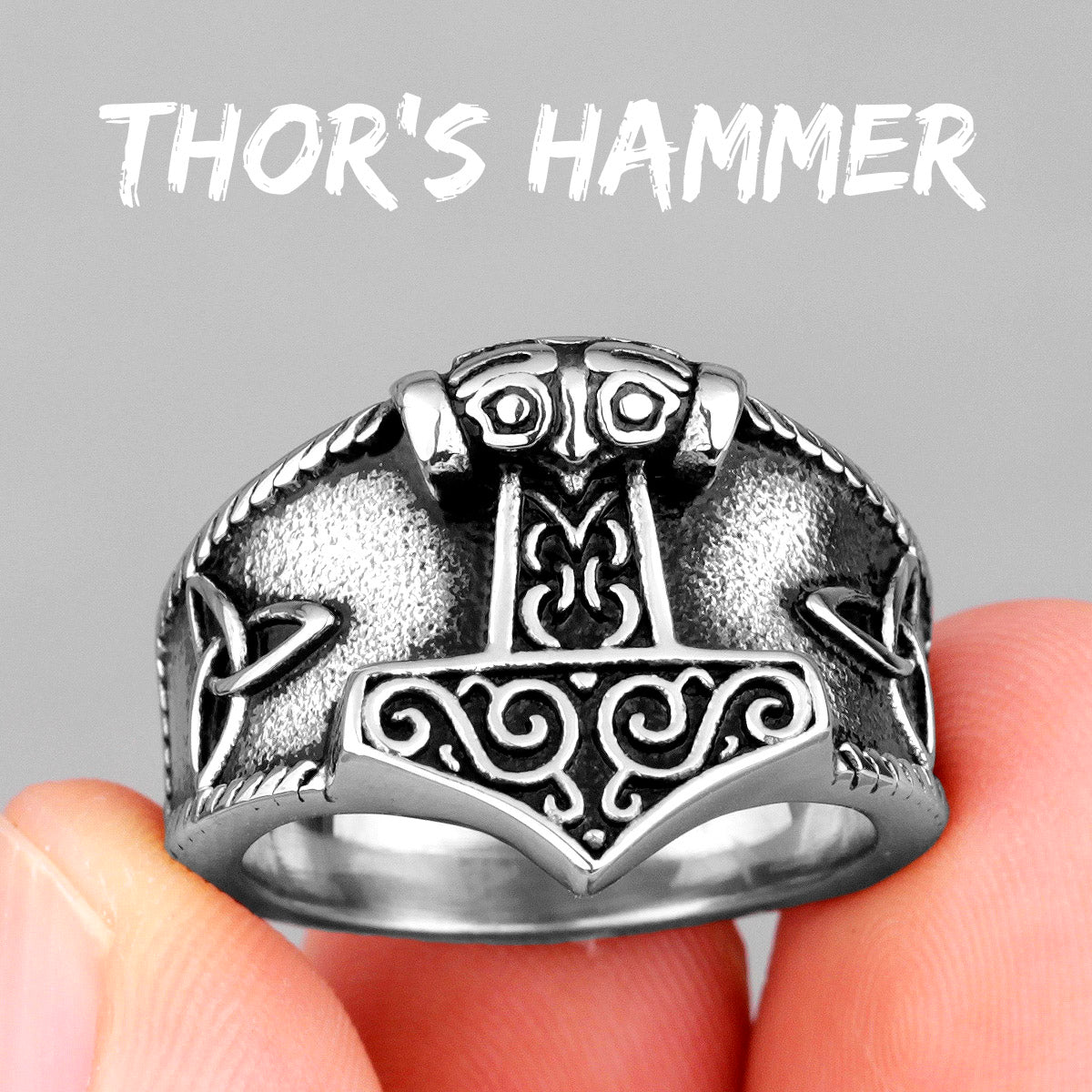 Hammer Of The Gods | Solid Stainless Steel Retro Viking Thor's Hammer Ring