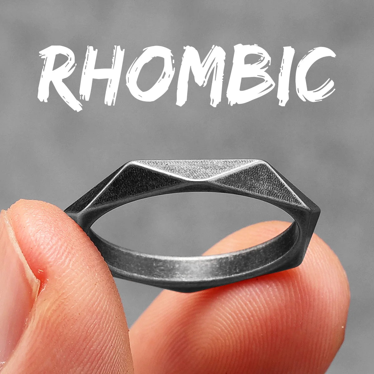 Rhombic | 316L No Fade Stainless Steel Geometric Cut Men's Designer Ring