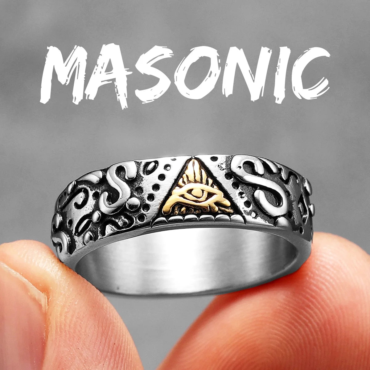 Eye Of Light | 316L No Fade Stainless Steel Masonic Unique Personality Rings