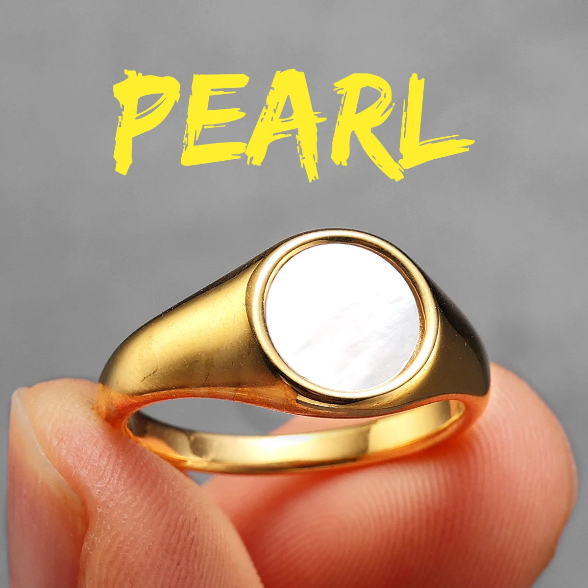 Luxury | 14k Gold Over No Fade Solid Stainless Steel Pearl Gemstone Rings