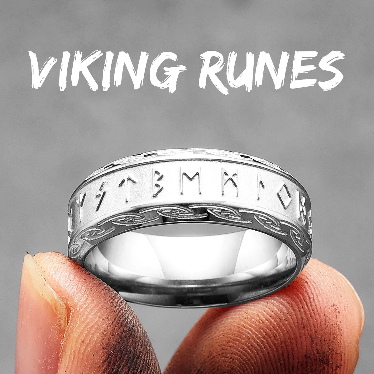 Viking Runes | No Fade Solid Stainless Steel Viking Mythology Street Wear Rings