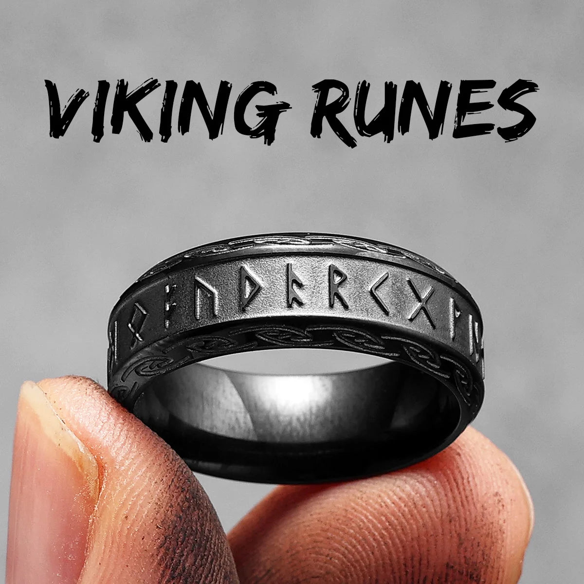 Viking Runes | No Fade Solid Stainless Steel Viking Mythology Street Wear Rings