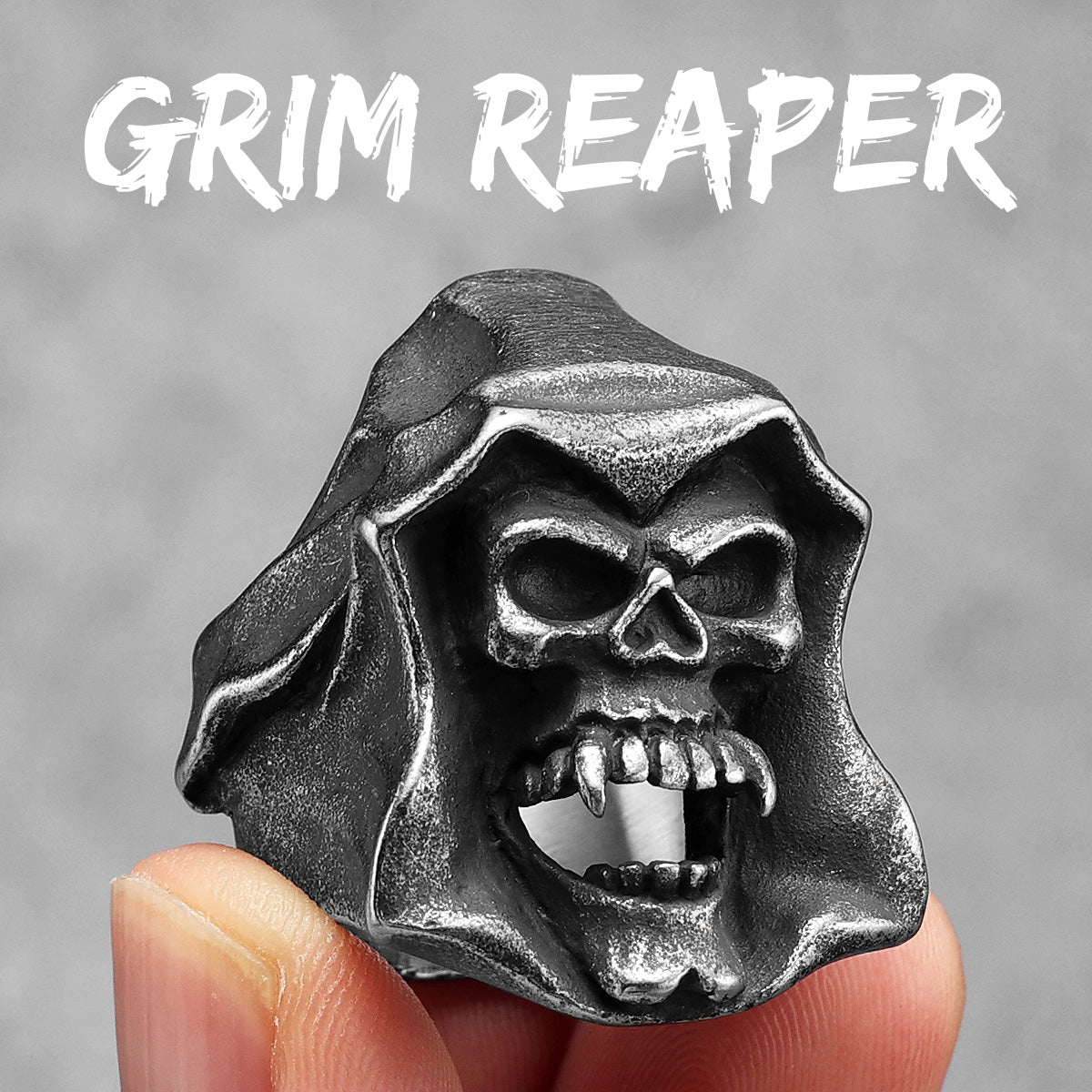 Angel Of Death | Solid 316L Stainless Steel Men Rings Grim Reaper Hip Hop Rings