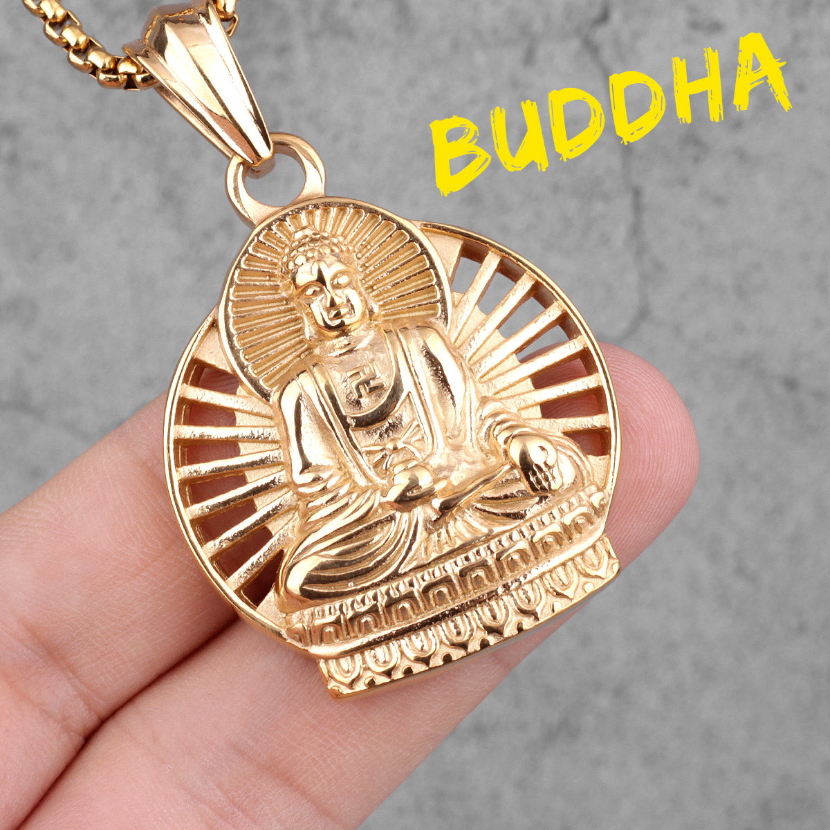 The Buddha | 14k Gold Over Solid Stainless Steel Buddhism Spiritual Pendant