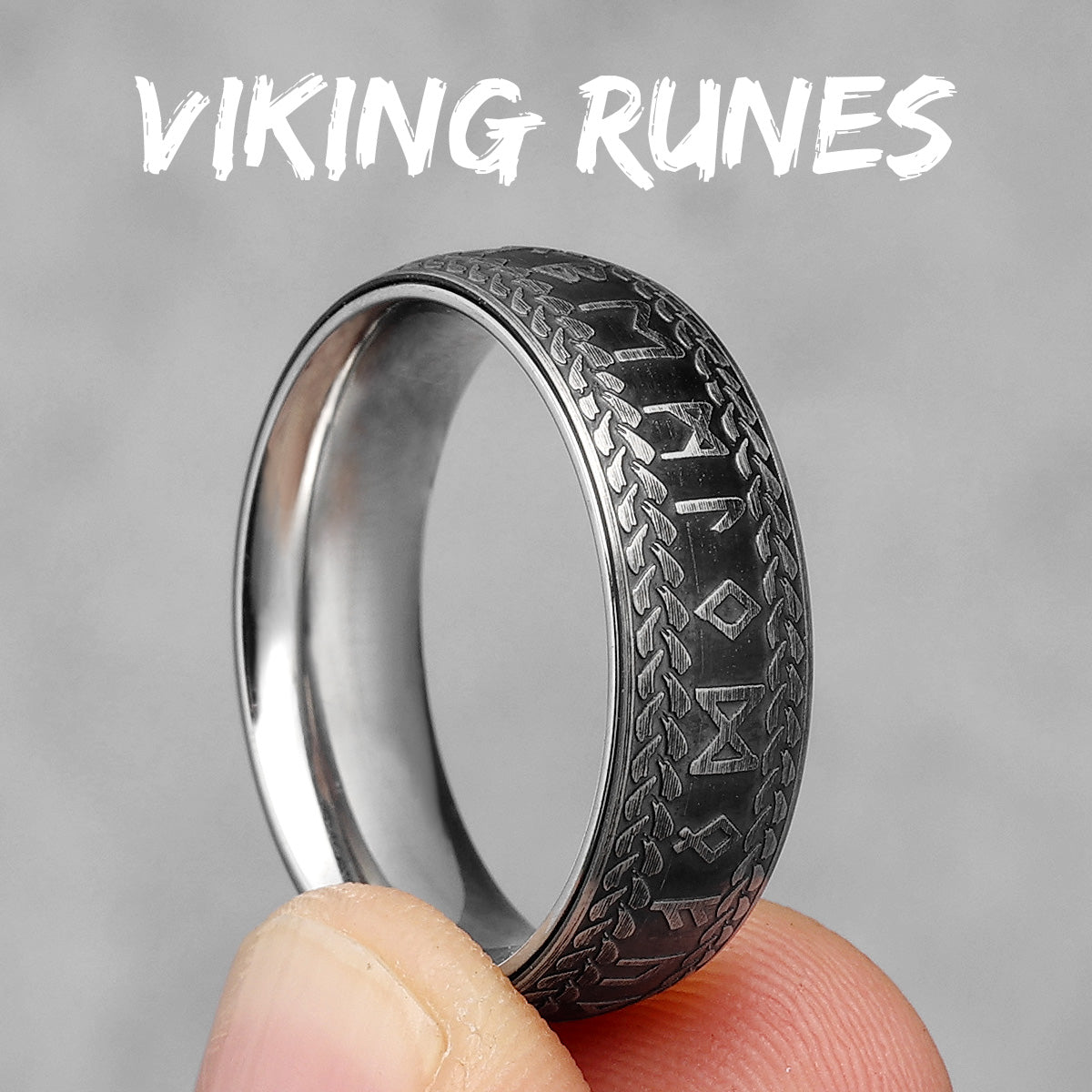 King Viking | 14k Gold Black Viking Runes No Fade Solid Stainless Steel Men's Rings