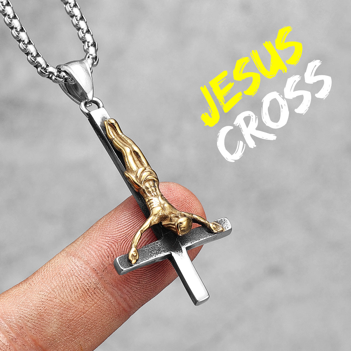 Inverted Religion | No Fade Solid Stainless Steel Upside Down Jesus Cross Pendant