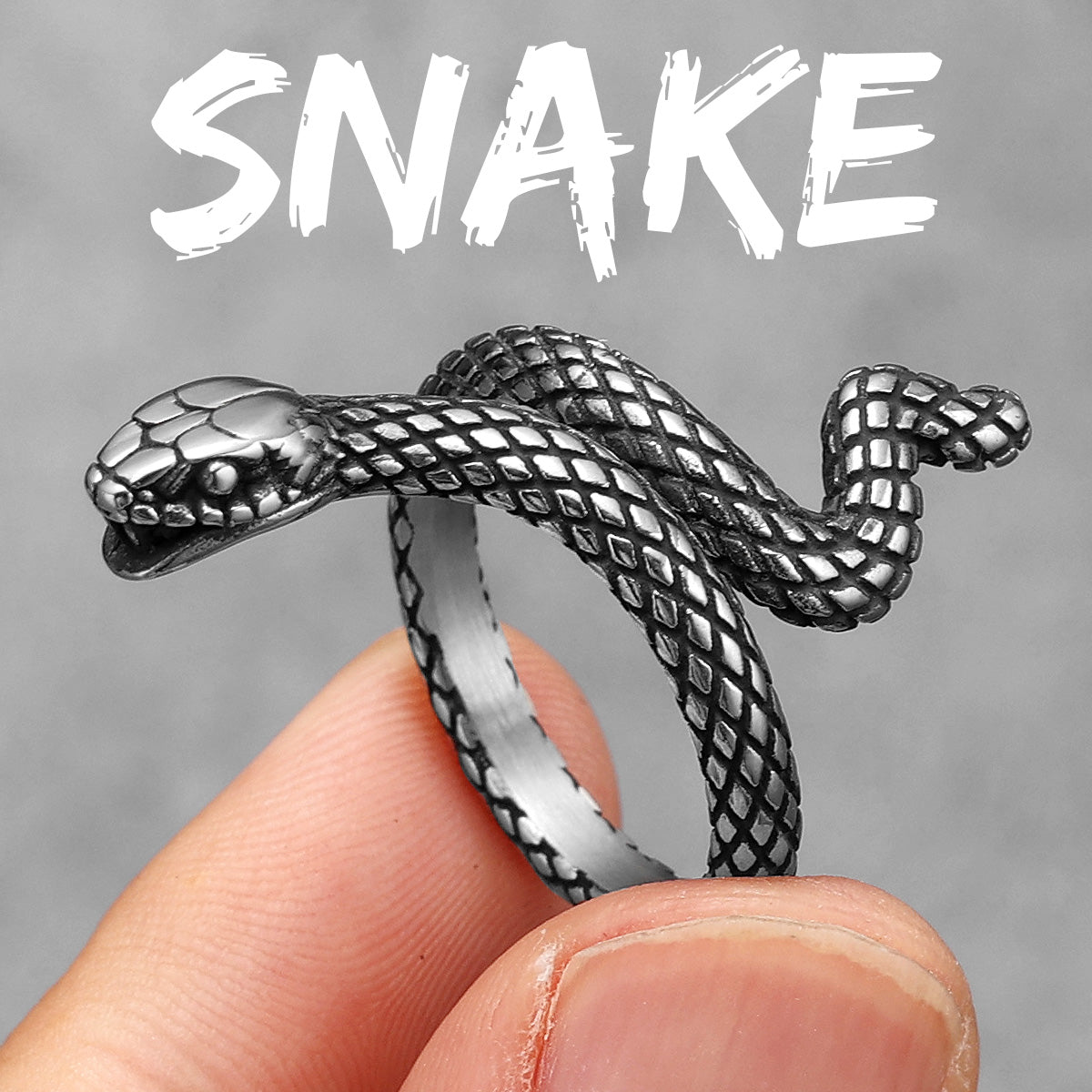 The Mamba | 316L Solid No Fade Stainless Steel Snake Bone Street Style Rings