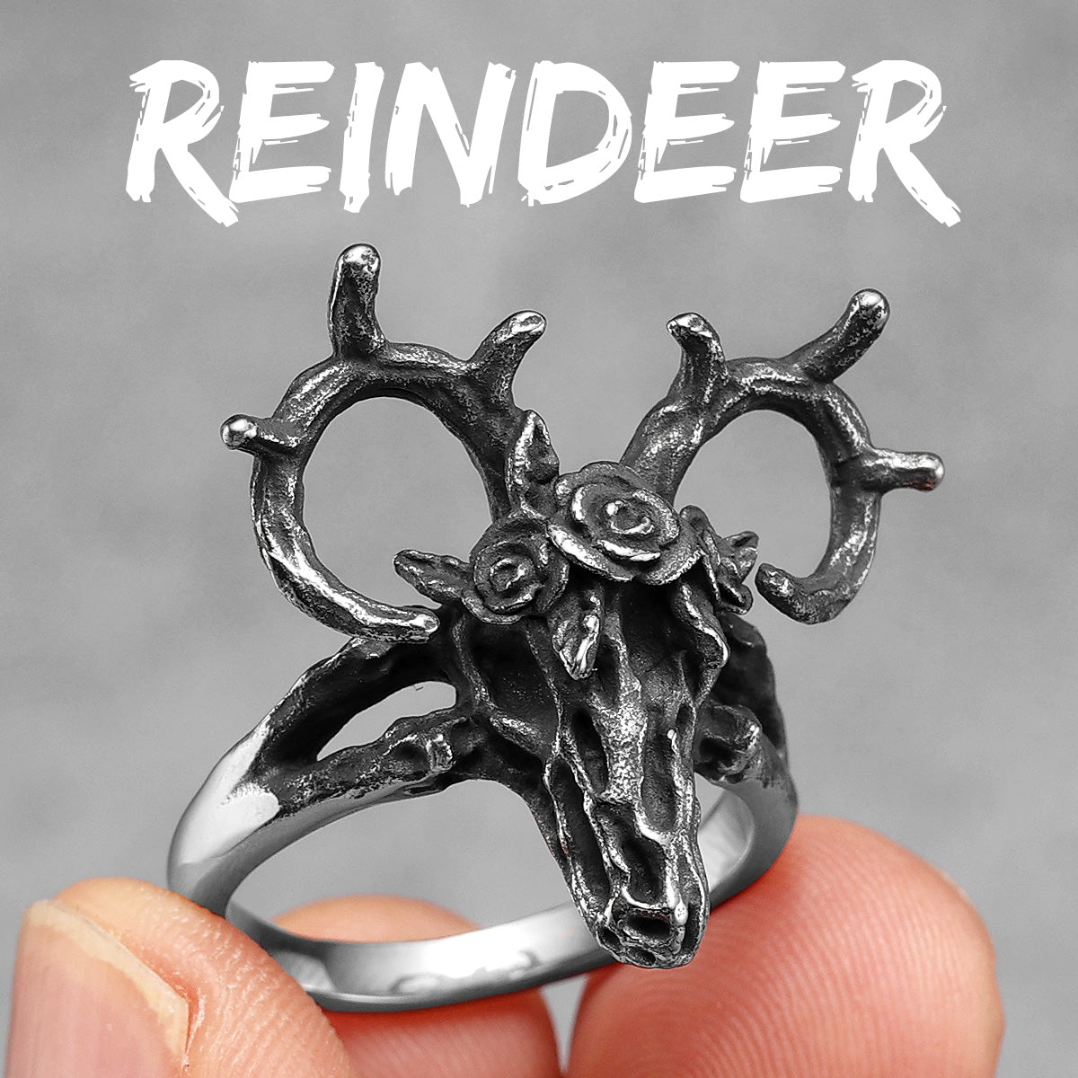 Reindeer Games | 316L No Fade Solid Stainless Steel Vintage Skull Rings