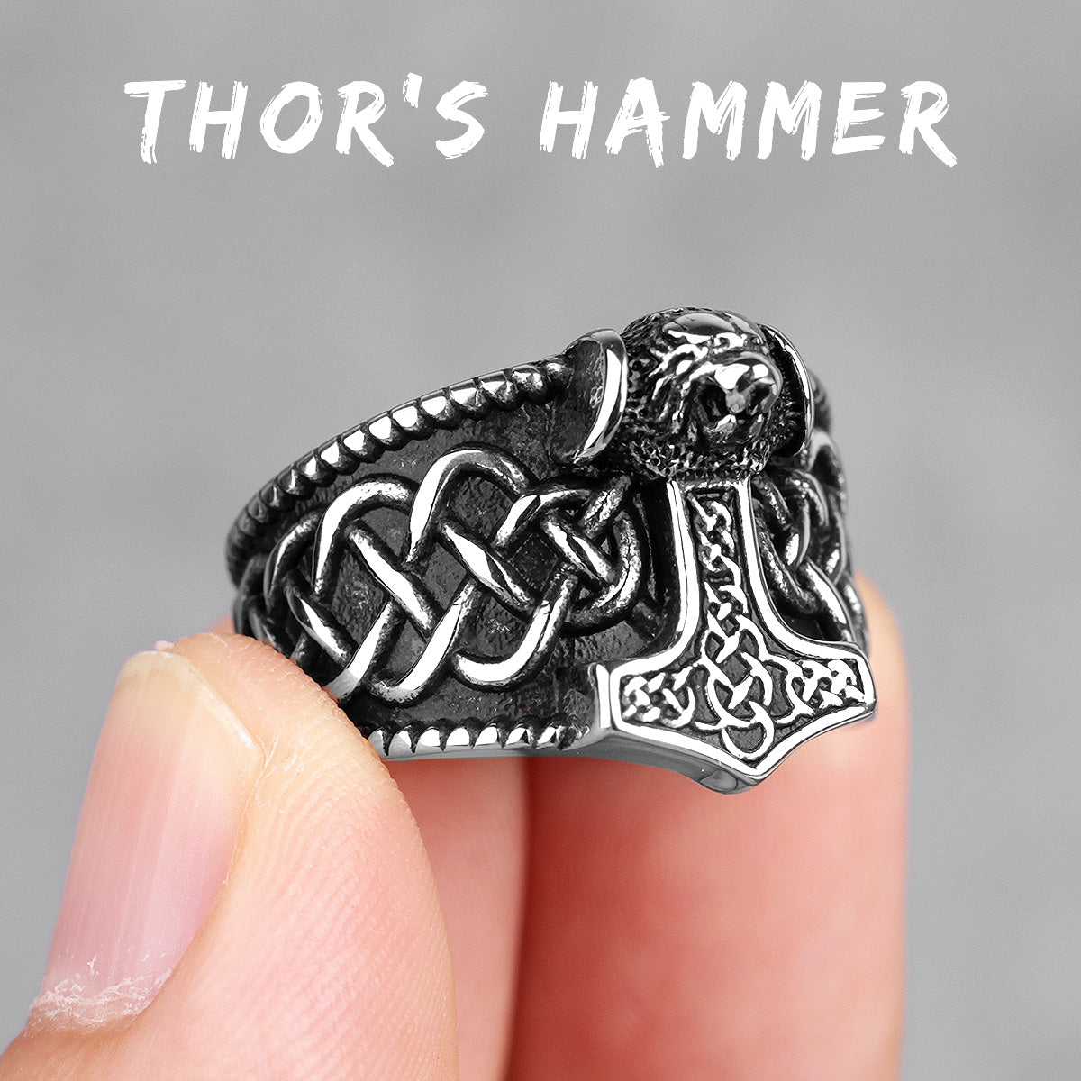 Hammer Of Thor | 316L Solid Stainless Steel Men Mythological Rings