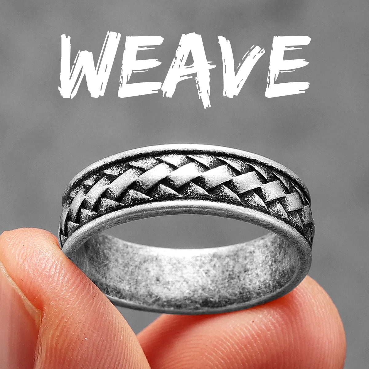 Interwoven | Solid Stainless Steel Tight Connection Retro Weave Rings