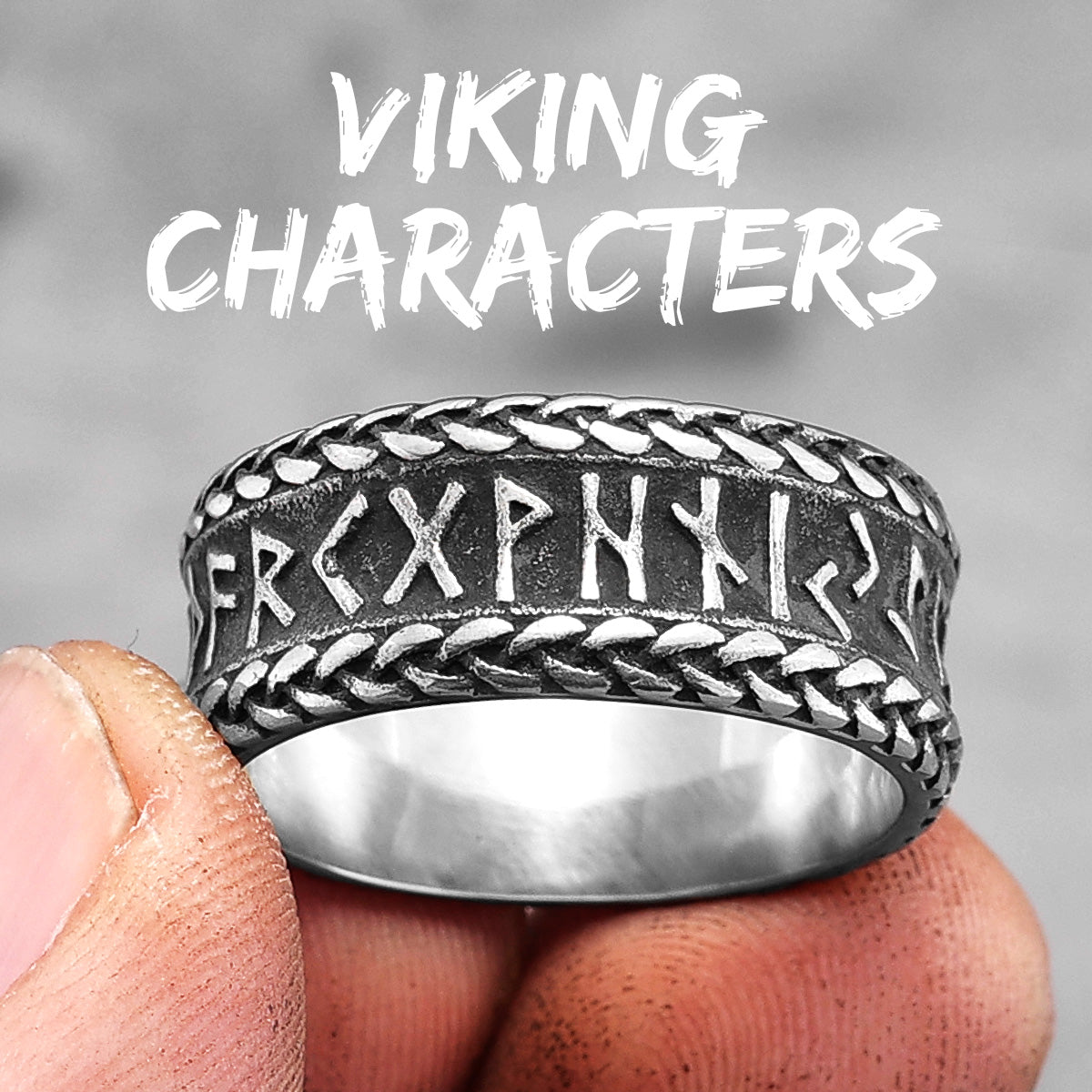 Vintage Nordic Letters | 316L No Fade Stainless Steel Viking Characters Rings