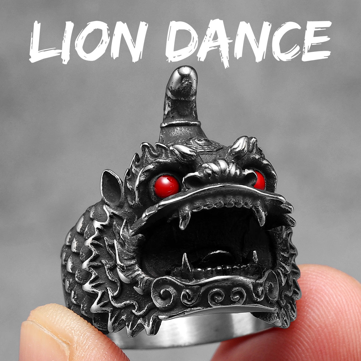 Chinese Lion Dance | 316L Solid No Fade Stainless Steel Unique Cultural Men Rings