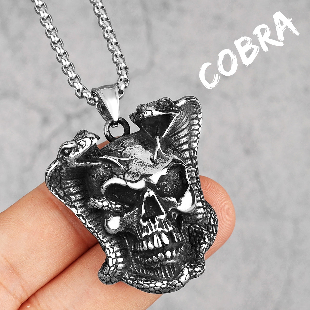 Viper Cobra | No Fade Stainless Steel Men Snake Skull Hip Hop Pendant