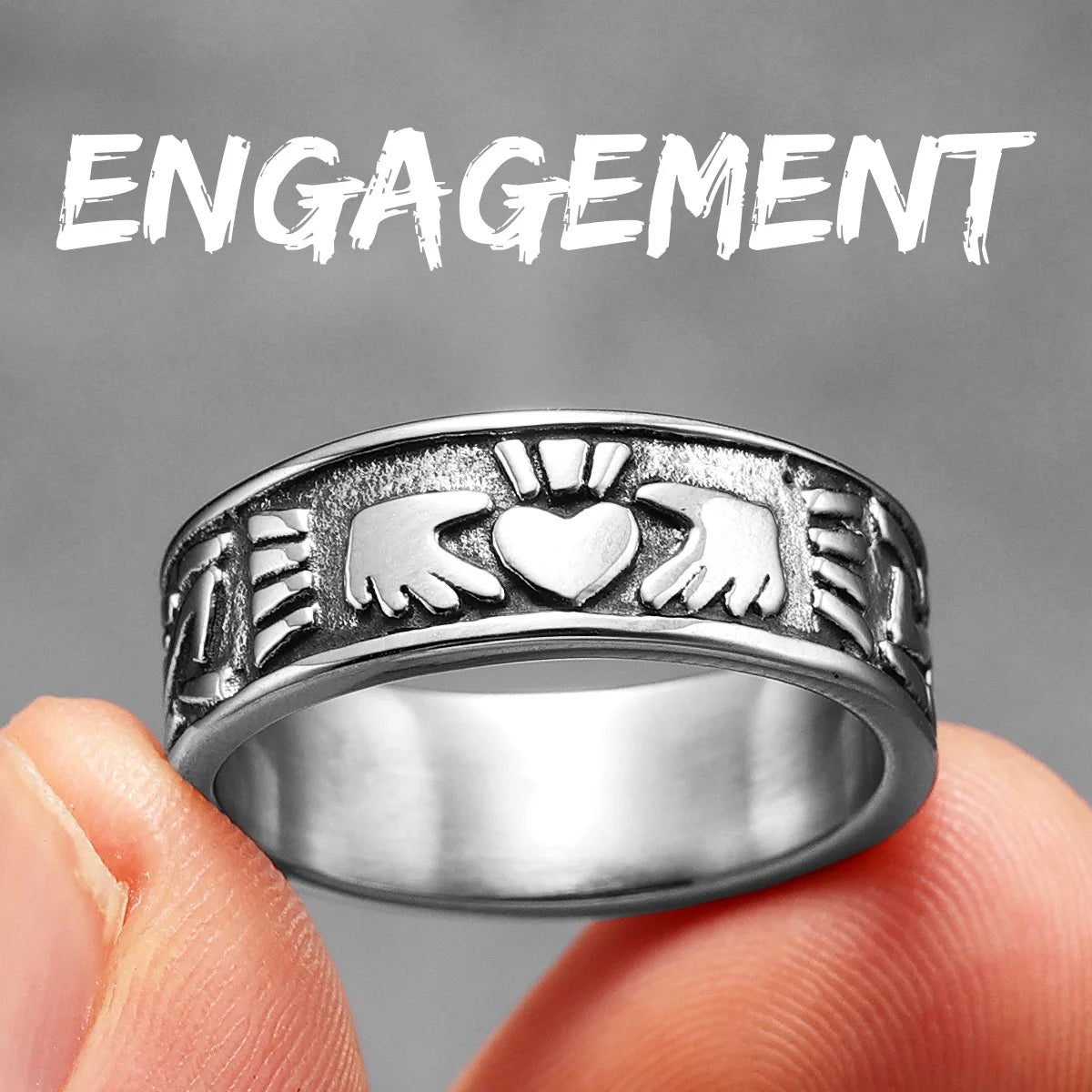 Engagement | Cute Heart Couples No Fade Solid Stainless Steel Lovers Rings
