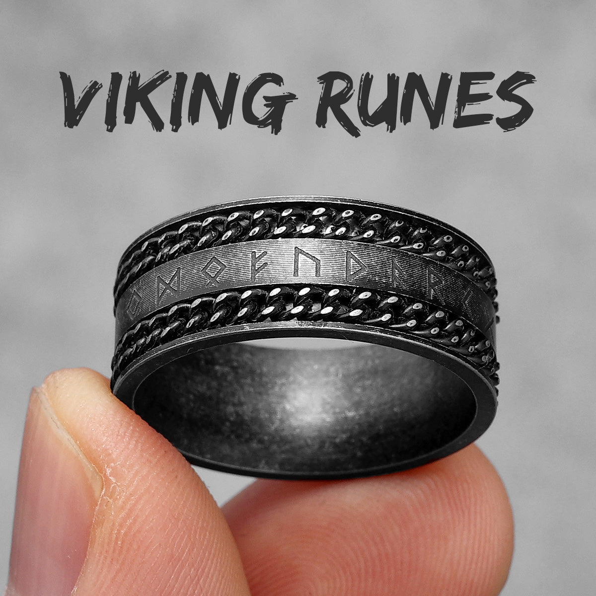 Nordic Viking | 316L Solid Stainless Steel Chain Designer Runes Street Wear Rings