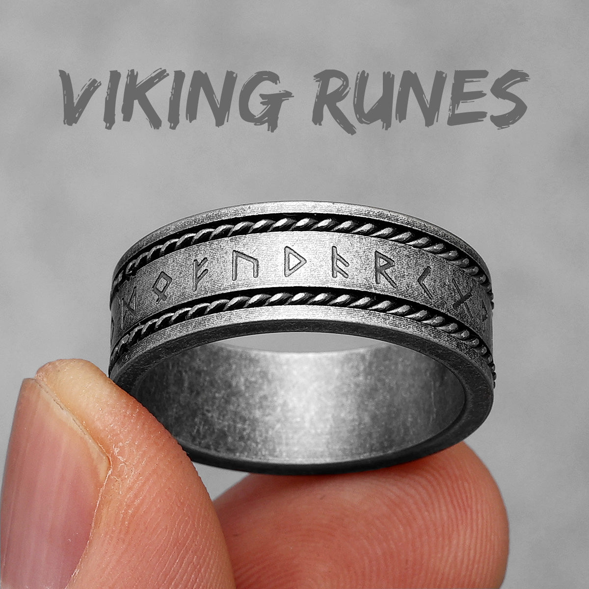 Nordic Viking | 316L Solid Stainless Steel Chain Designer Runes Street Wear Rings