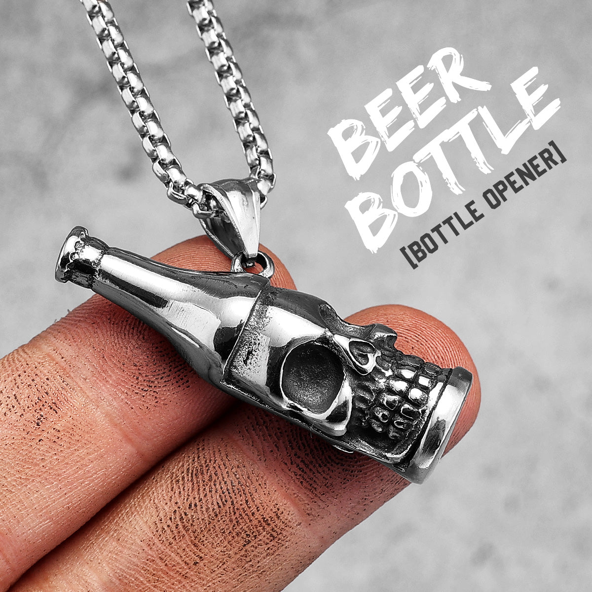 Can Beer Bottle Opener | 316L No Fade Stainless Steel Gothic Skull Streetwear Pendant