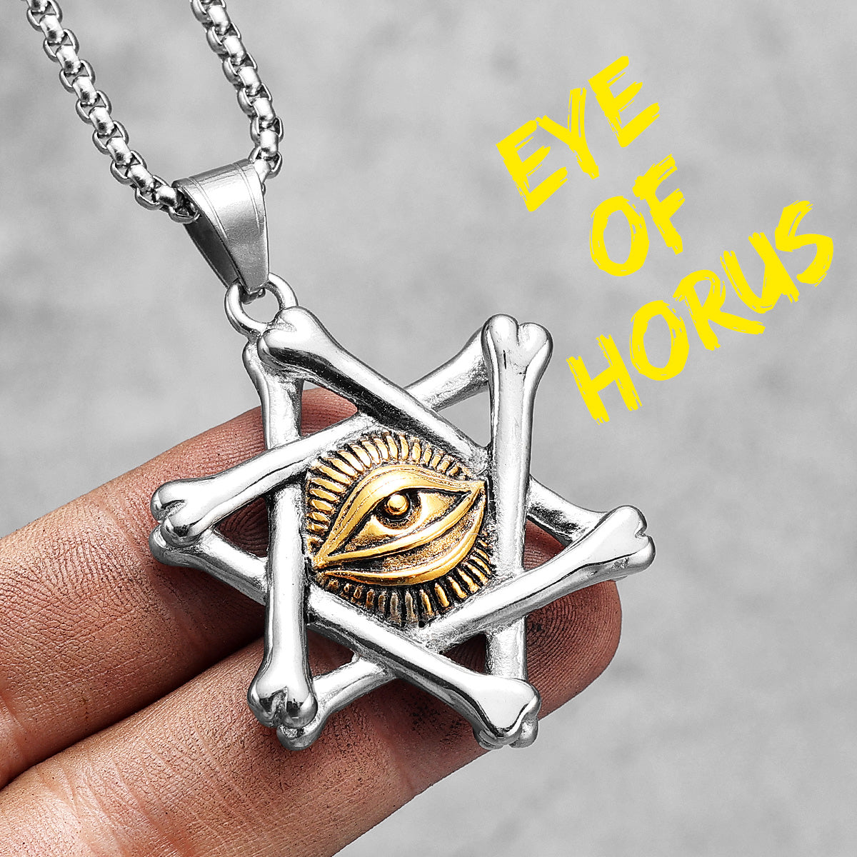 Eye Of Horus | No Fade Solid Stainless Steel Bone Star Eye Hip Hop Pendant