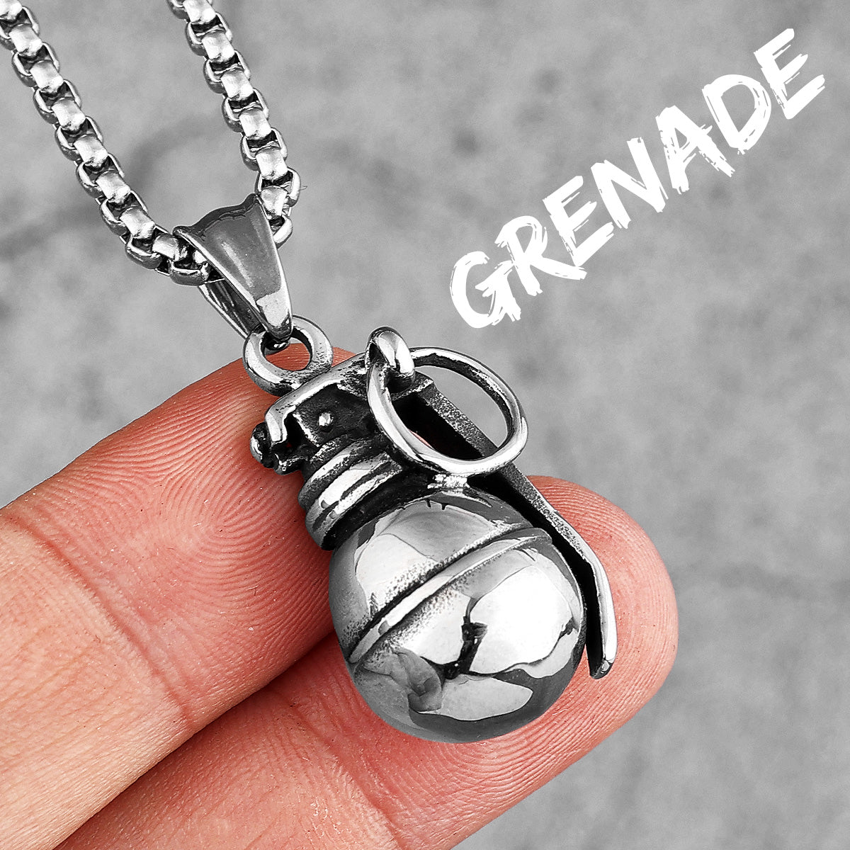 Commando Collection | 316L No Fade Stainless Steel Grenade Revolver Weapons Pendants