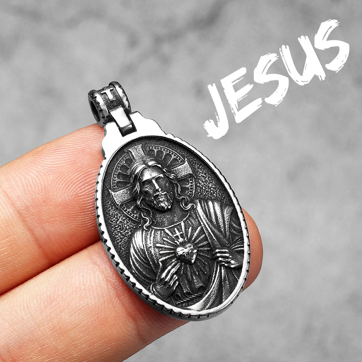 Christian Jesus Collection | 316L No Fade Jesus Heart Cross Amulet Pendants