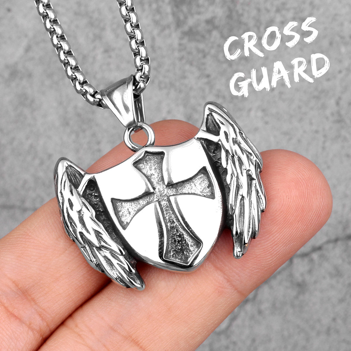 Cross Shield Crusader | No Fade Stainless Steel Shield Of Faith Pendant Chain Necklace