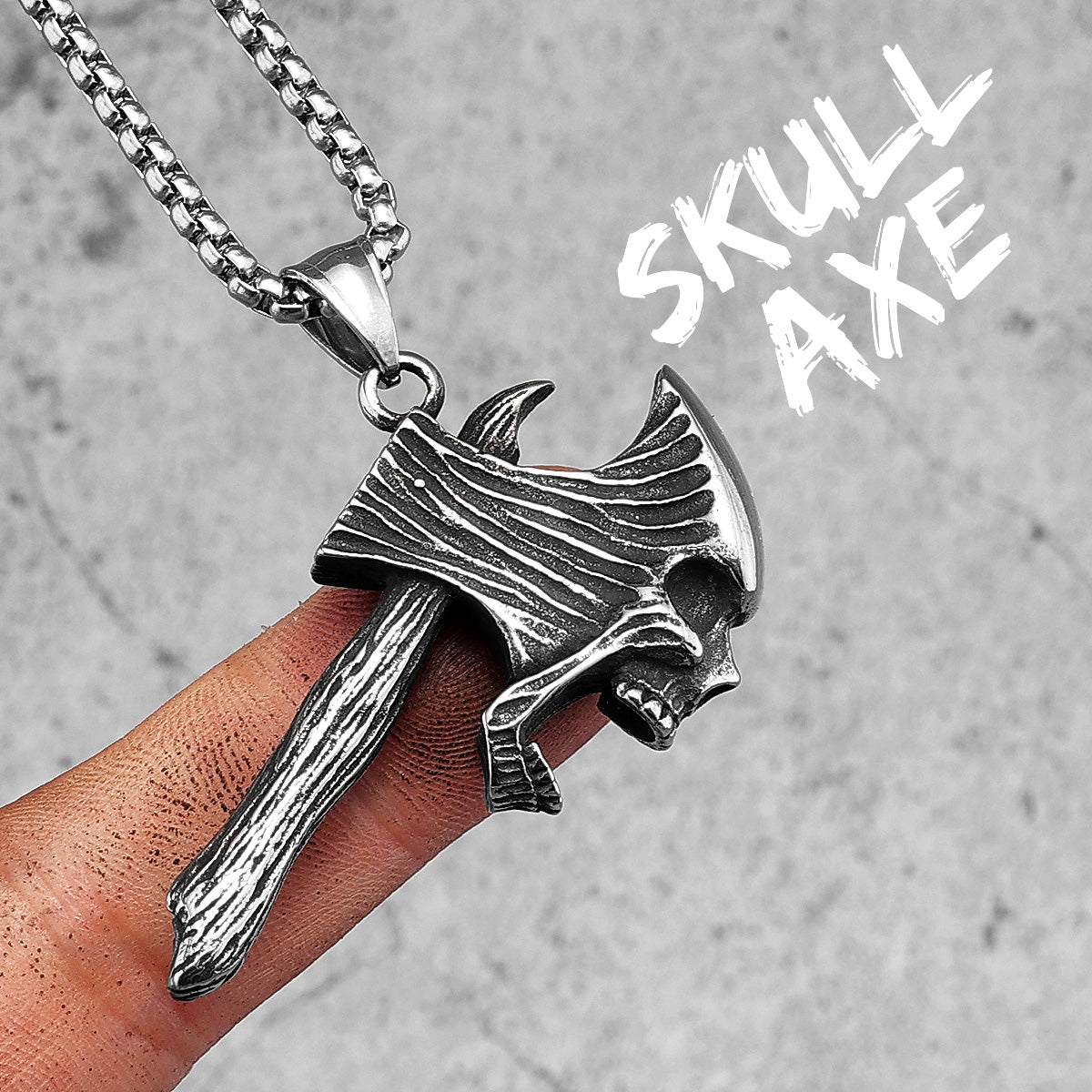 Screaming Skull Axe | No Fade Solid Stainless Steel Men's Unique Pendant
