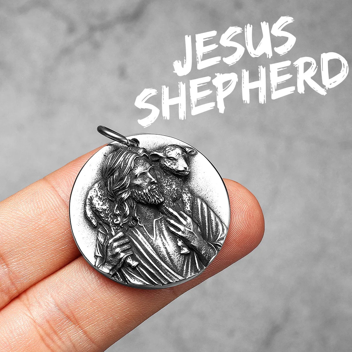 Jesus The Shepherd | Solid Stainless Steel Christian Spiritual Pendant Chain Necklace