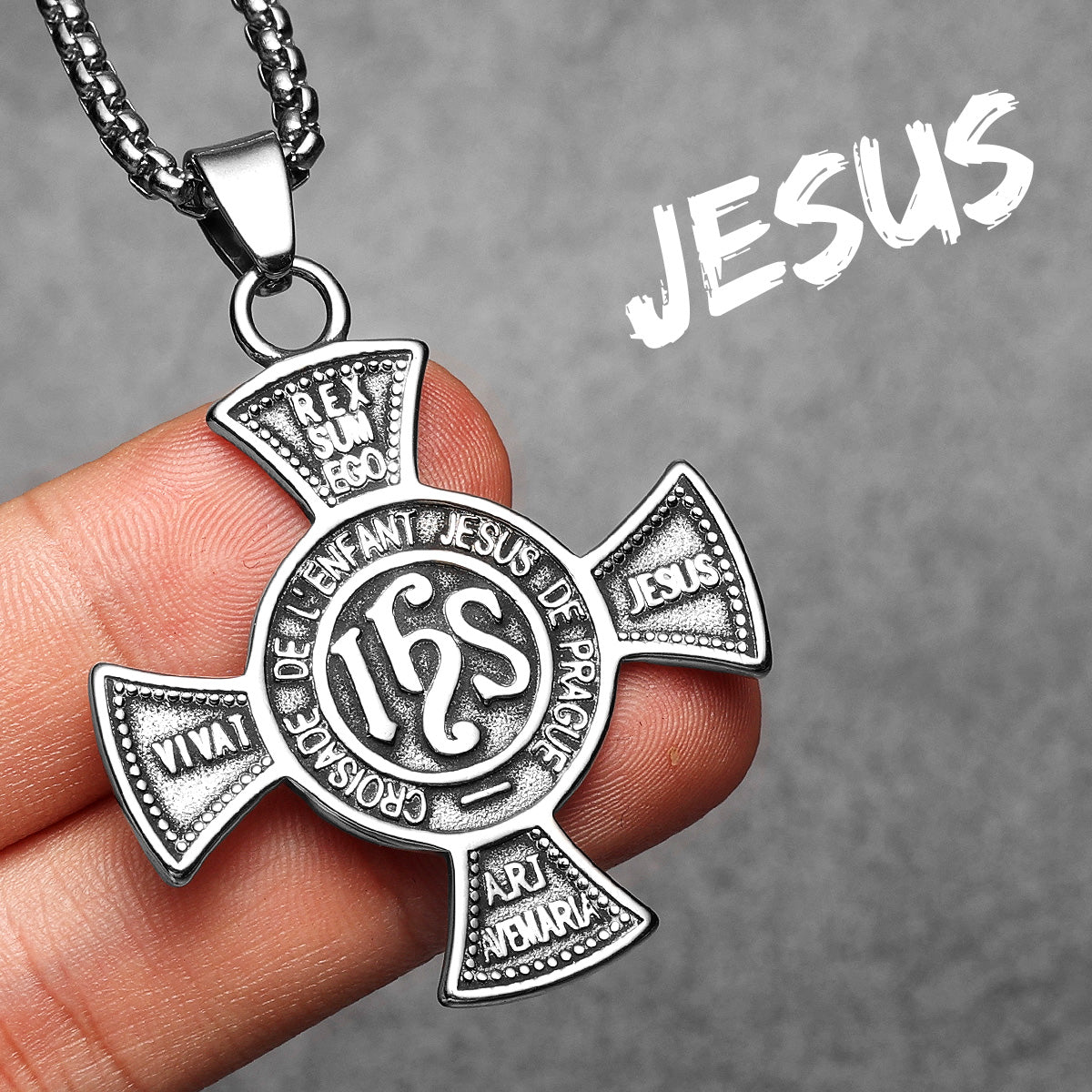 King I Am | Solid Stainless Steel JESUS Cross No Fade Street Wear Christian Pendant