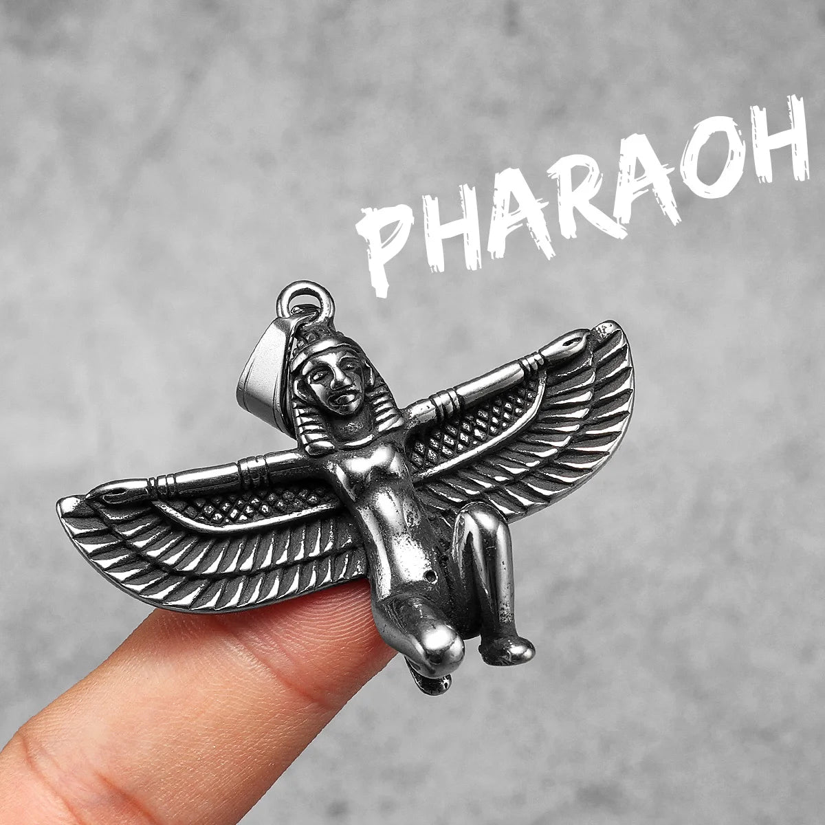 Isis | 316L Solid Stainless Steel Goddess Egyptian Pharaoh Eagle Wing Pendant