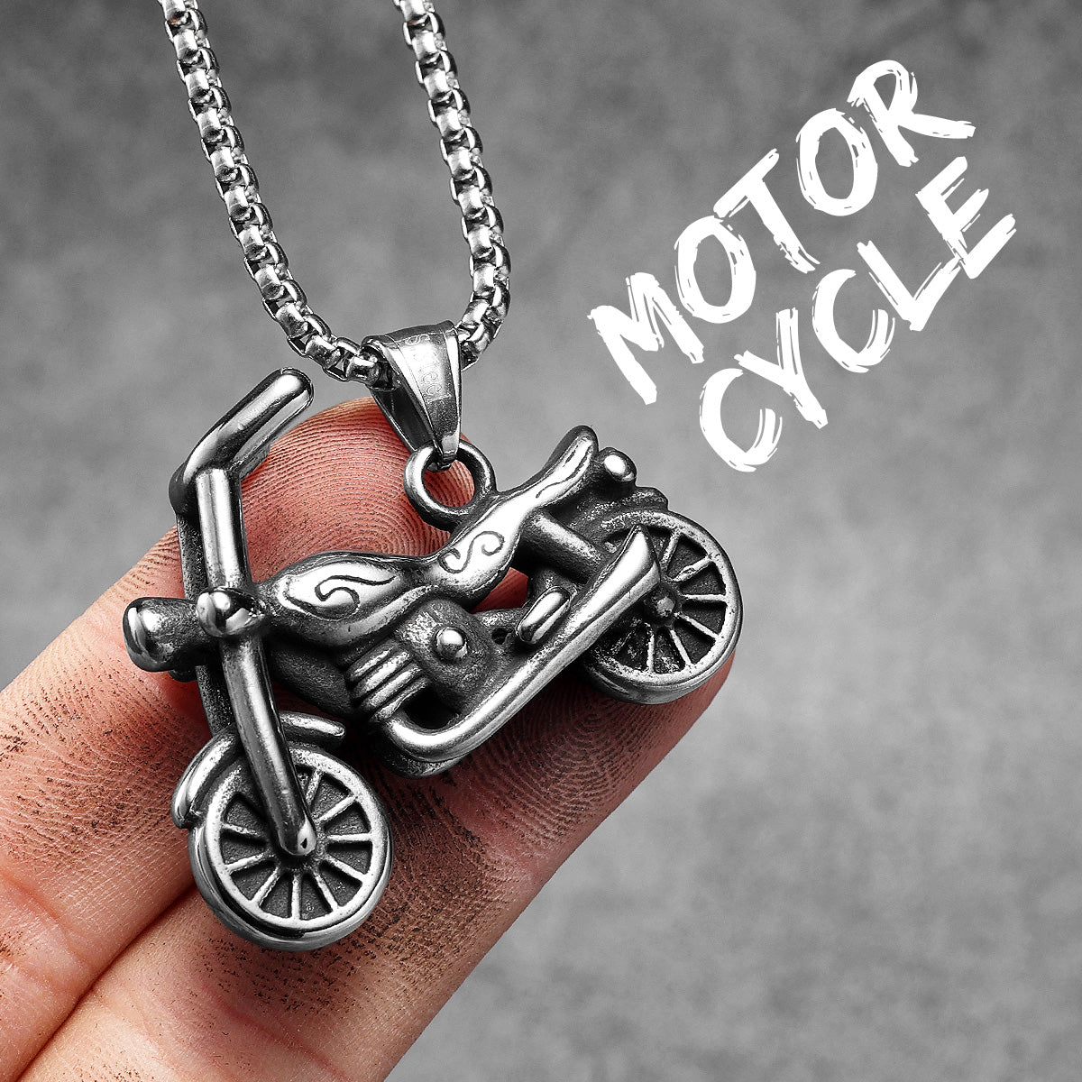 Motorcycle | 316L Solid No Tarnish Stainless Steel Chopper Biker Street Wear Pendant