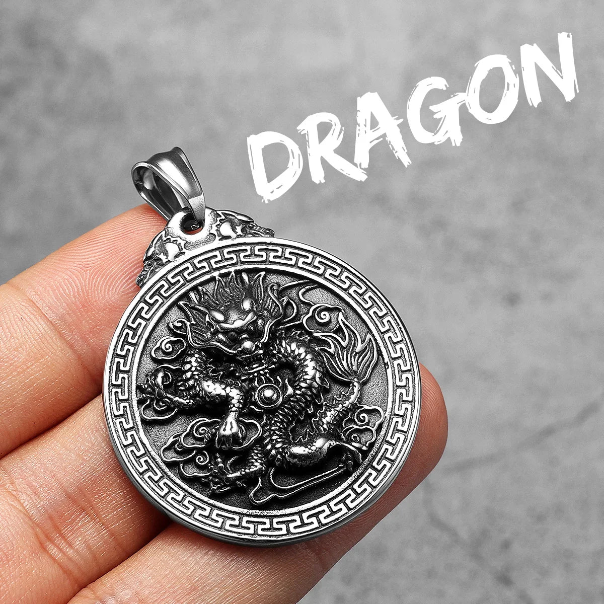 Chinese Dragon | 316L Solid Stainless Steel Ancient Chinese Culture Amulet Pendant