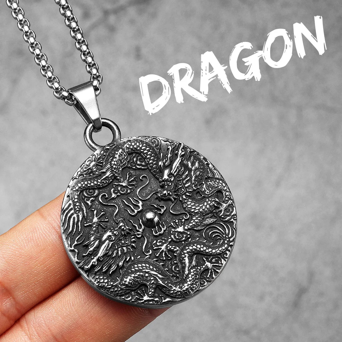 Chinese Dragon | 316L Solid Stainless Steel Ancient Chinese Culture Amulet Pendant