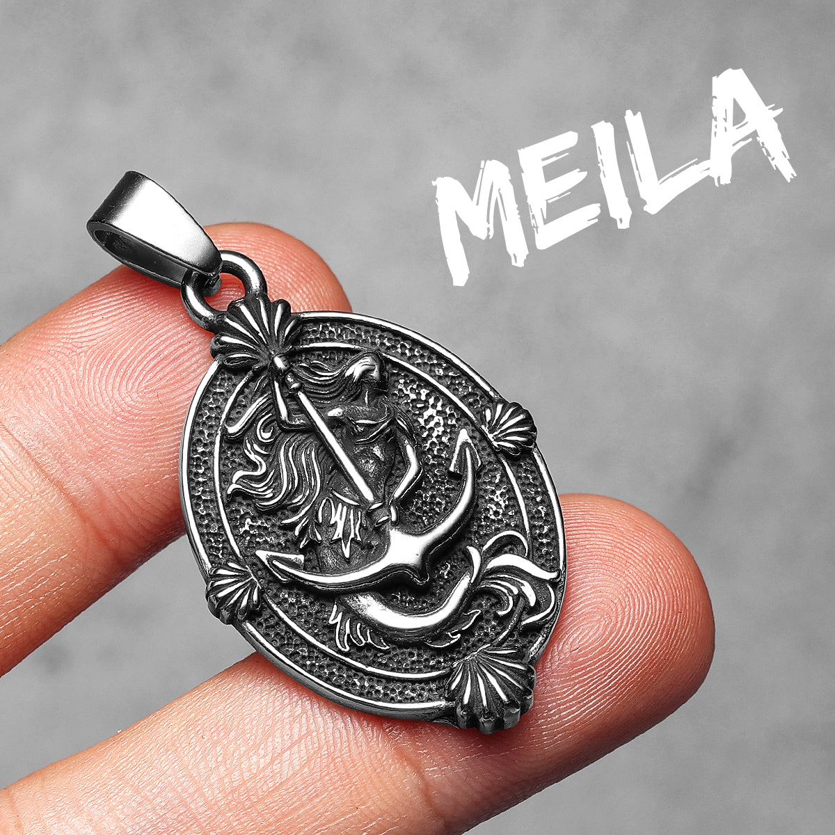 Anchor Mermaid | Solid Stainless Steel Mythical Melia Sea Amulet Necklace