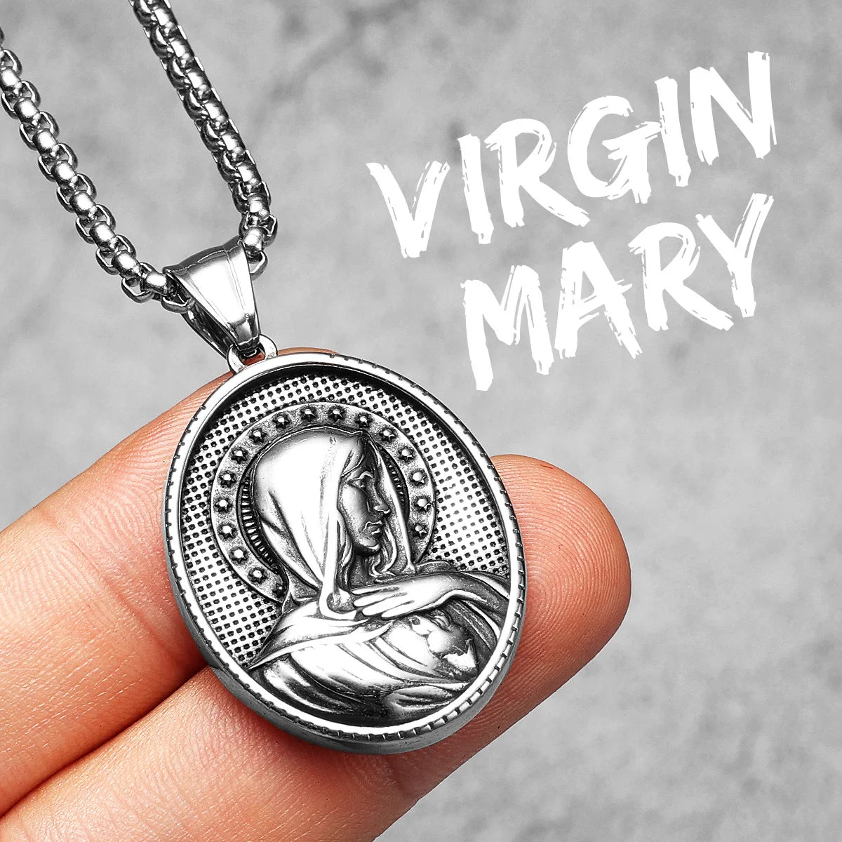 Virgin Mary | Solid Stainless Steel Christian Catholic Pendant Chain Necklaces
