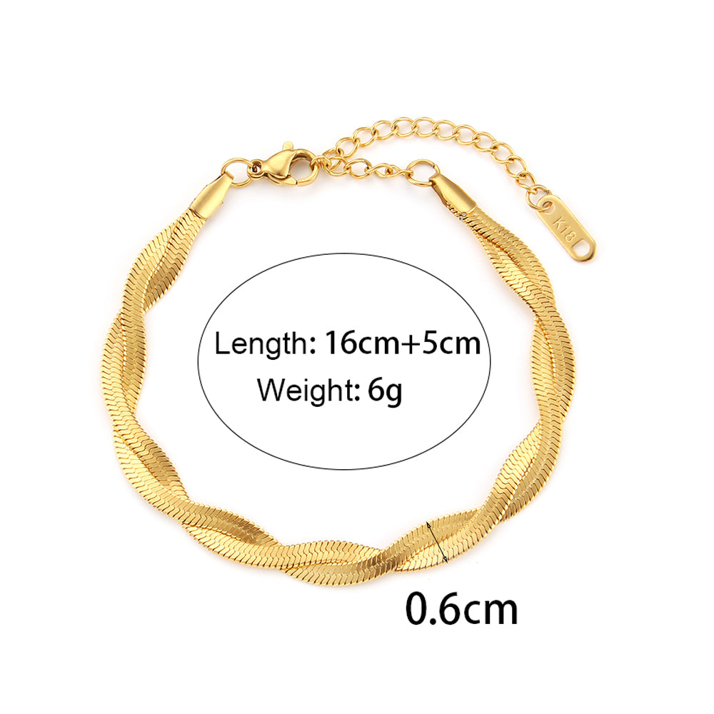 18k Gold Stainless Steel Cuban Rope Tennis Link No Fade Street Style Braclets