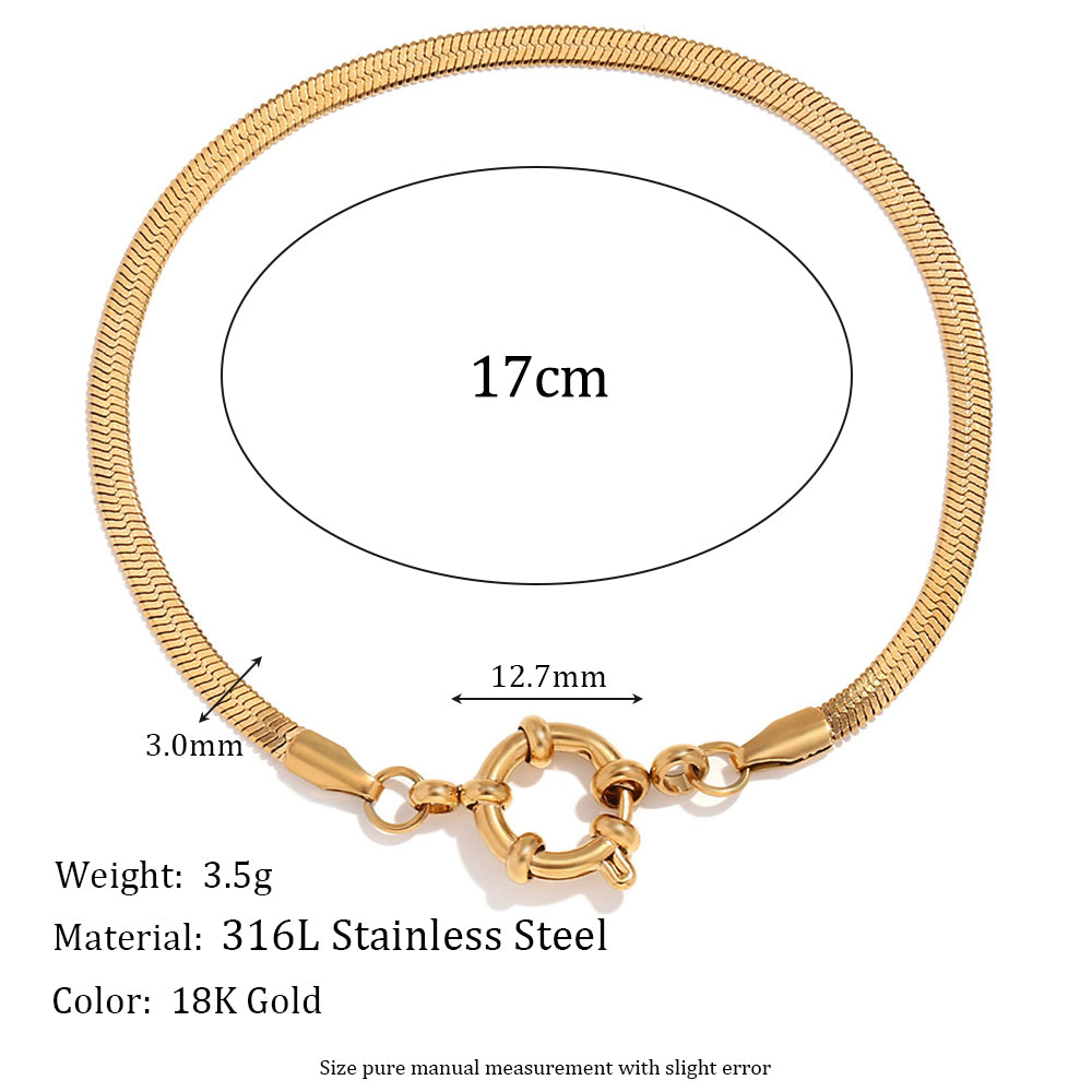 Solid Stainless Steel 18k Gold No Fade Slingshot Buckle Paper Clip Chain Bracelet