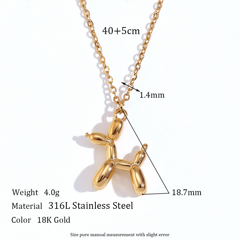 18k Gold No Fade Stainless Steel Cute Pet Poodle Puppy Dog Pendant Chain Necklaces