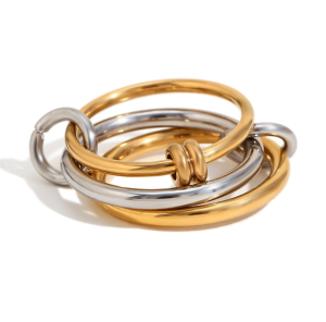 Solid Stainless Steel 18k Gold No Fade Multiple Layers Strand Loop Index Finger Rings