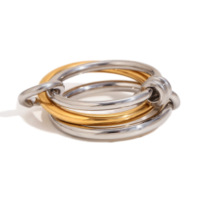 Solid Stainless Steel 18k Gold No Fade Multiple Layers Strand Loop Index Finger Rings